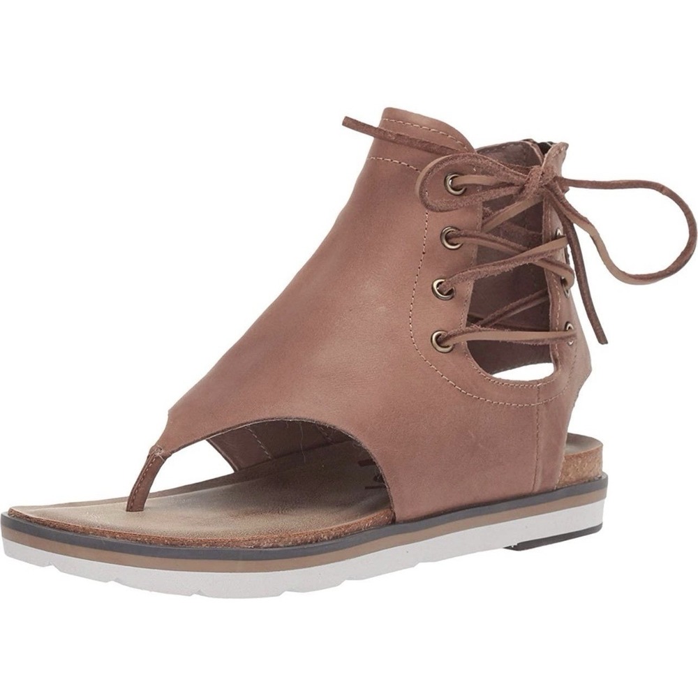 OTBT Locate Leather Brown Gladiator Sandals Women 10 Leather Lace Up Zip Up Boho